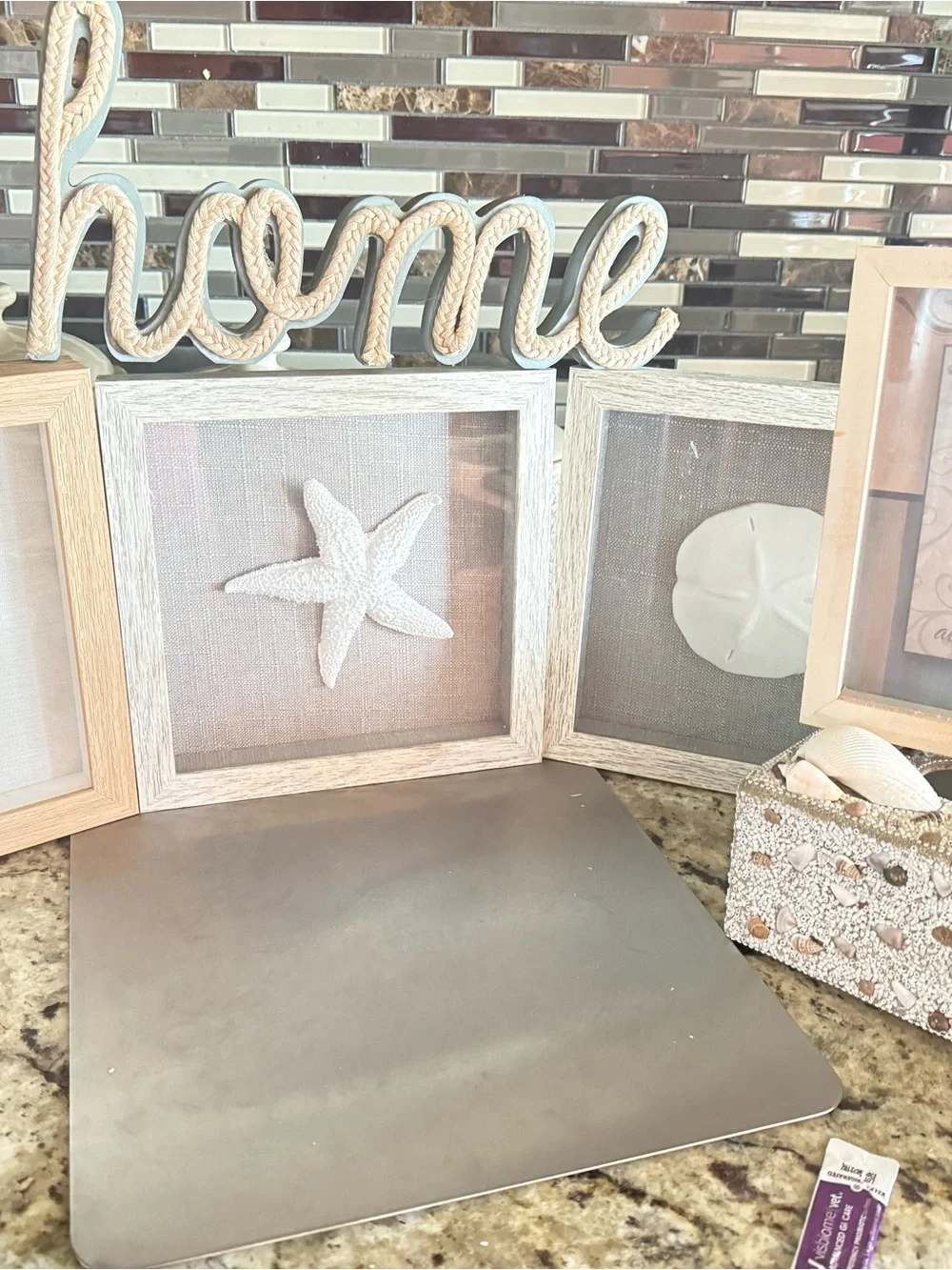 Coastal Starfish Shadow Box Wall Art - White